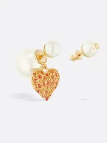 Amour Tribales White Resin Pearl Earrings Gold - DIOR - BALAAN 1