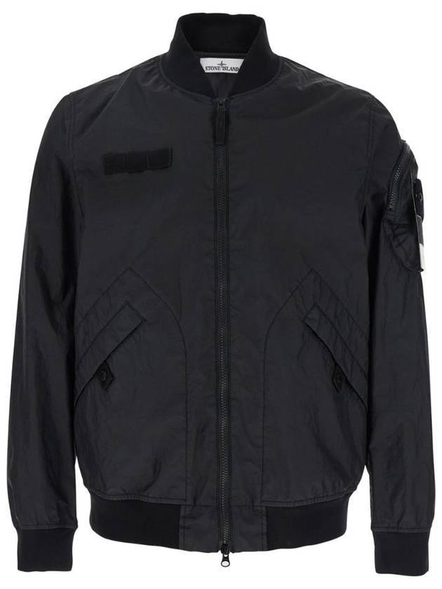 Membrana 3L TC Breathable and Water-Resistant Bomber Jacket Black - STONE ISLAND - BALAAN 1