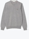 Merino Wool Crew Neck Knit Top Grey - LACOSTE - BALAAN 2