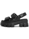 Logo Monolith Sandals Black - PRADA - BALAAN 4