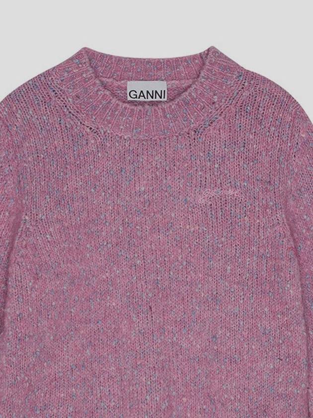 Cotton Mix Round Neck Knit Top Rose Violet - GANNI - BALAAN 4