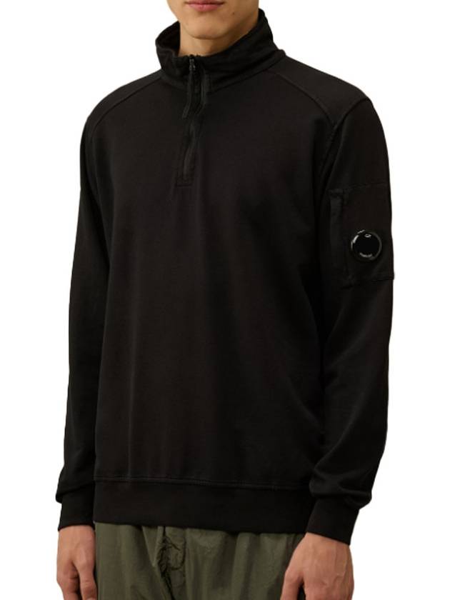 Light Fleece Half Zipped Sweatshirt Black - CP COMPANY - BALAAN 3