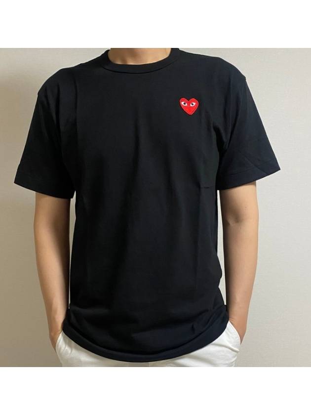 Play Red Heart Waffen Short Sleeve T-Shirt Black P1 T108 1 - COMME DES GARCONS PLAY - BALAAN 3