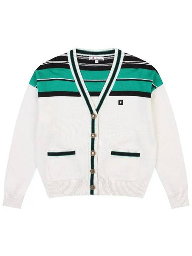 overfit color combination striped cardigan OF2813LAWHITE - ONOFF - BALAAN 1