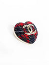 CC Tweed Heart Check Brooch Red - CHANEL - BALAAN 6