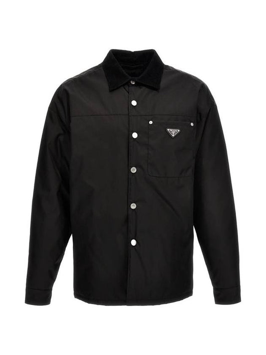 Men's Triangle Logo Re-Nylon Long Sleeve Shirt Black - PRADA - BALAAN 1