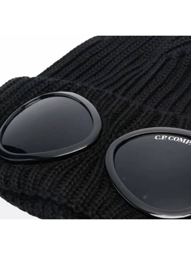 Signature Goggles Wool Beanie Black - CP COMPANY - BALAAN 4