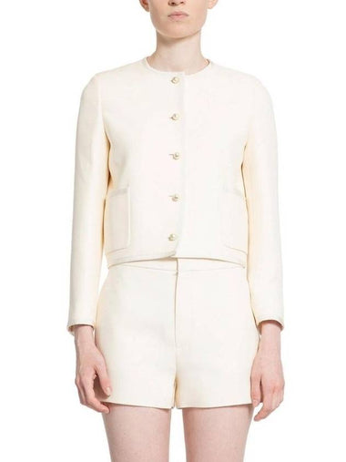 Cropped Wool Silk Jacket Ecru - DIOR - BALAAN 1