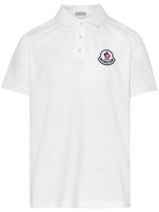 Embroidered Logo Short Sleeve Polo Shirt White - MONCLER - BALAAN 1