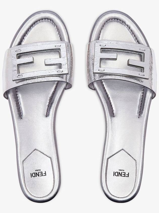 Baguette Nappa Leather Slippers Silver - FENDI - BALAAN 5