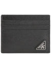 Triangle Logo Saffiano Card Wallet Black - PRADA - BALAAN 2