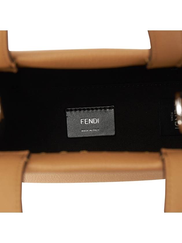 Mini Logo Leather Tote Bag Brown - FENDI - BALAAN 11