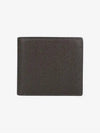 Pebble Grain Leather Half Wallet Dark Brown - THOM BROWNE - BALAAN 5