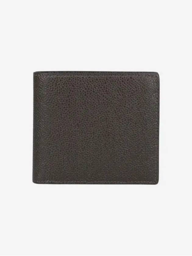 Pebble Grain Leather Half Wallet Dark Brown - THOM BROWNE - BALAAN 5