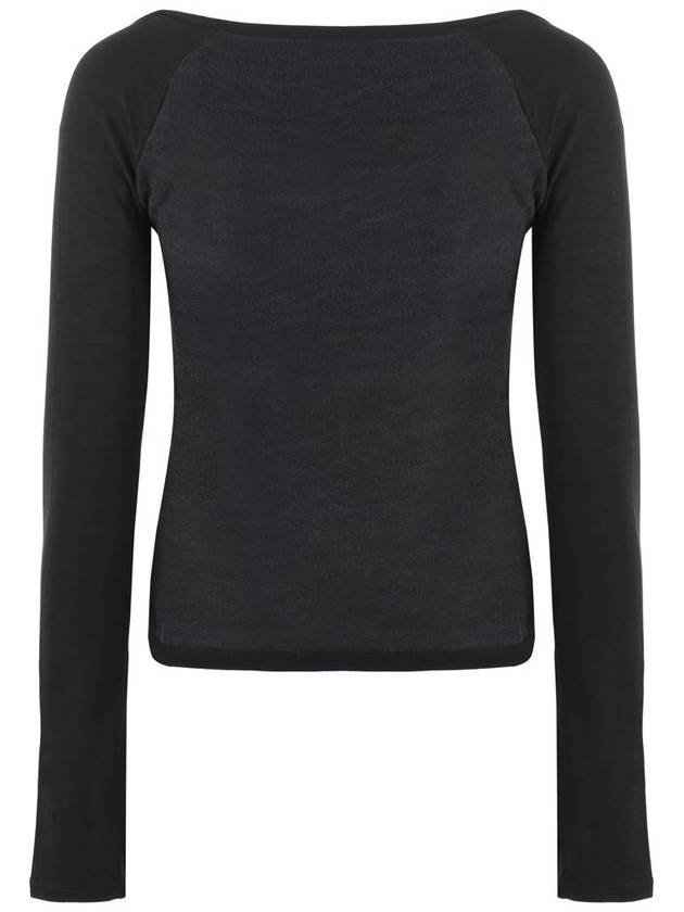 Deep U-neck Cotton Long Sleeve T-Shirt Black - OUR LEGACY - BALAAN 3