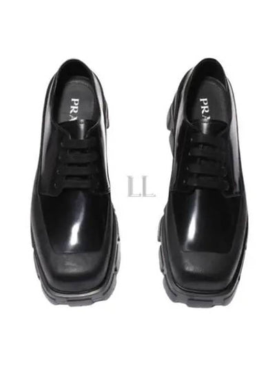 Brushed Lace-Up Leather Derby Black - PRADA - BALAAN 2