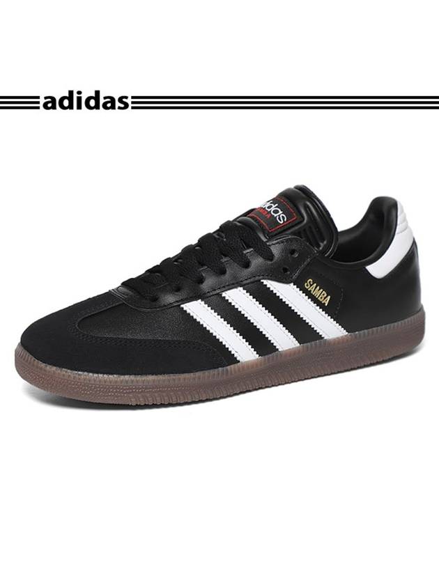 Samba Indoor Leather Low Top Sneakers Core Black - ADIDAS - BALAAN 1