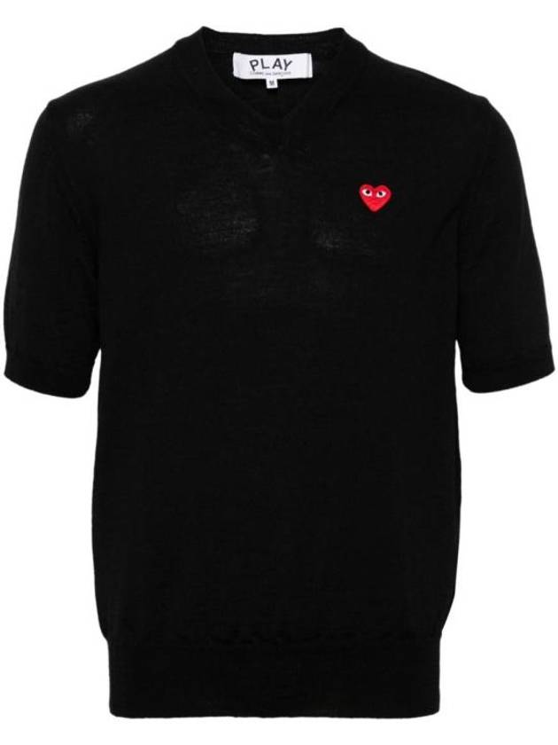 Red Heart Wappen Knit Top Black - COMME DES GARCONS - BALAAN 1