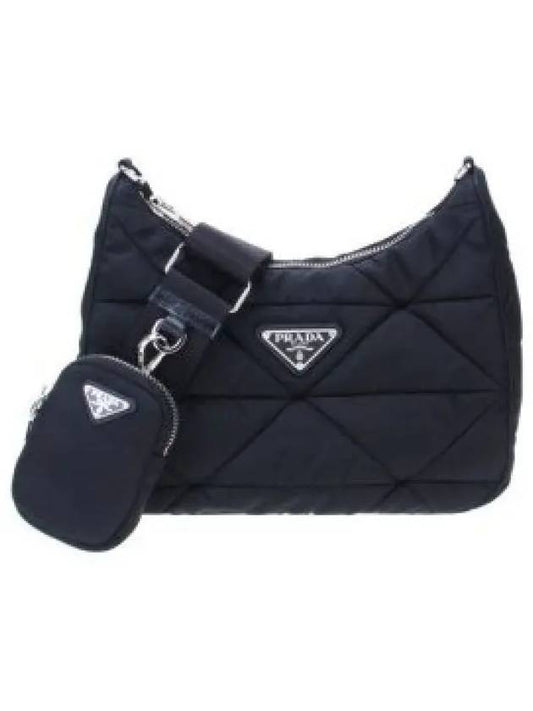 Triangle Logo Re-nylon Paddde Hobo Cross Bag Black - PRADA - BALAAN 2