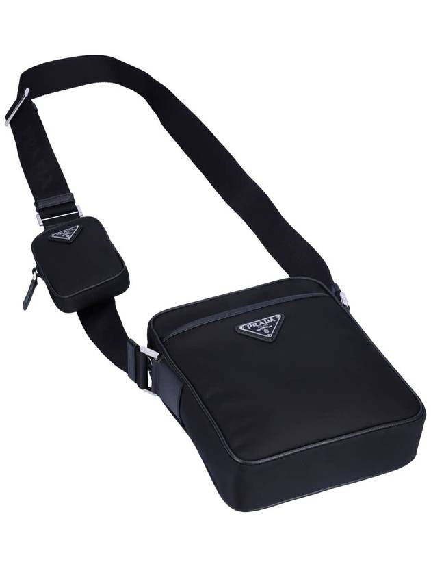 Triangle Logo Re-Nylon Saffiano Leather Cross Bag Black - PRADA - BALAAN 3