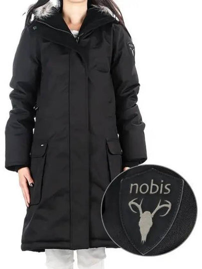 Women's Abby Hooded Fur Long Parka Black - NOBIS - BALAAN 2