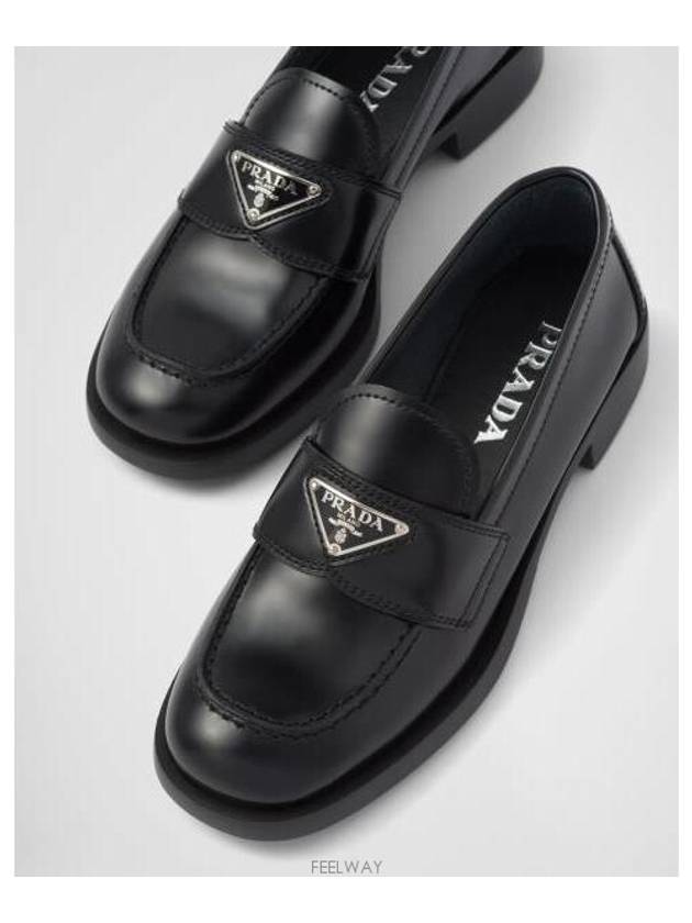 Unlined Brushed Leather Loafers Black - PRADA - BALAAN 2