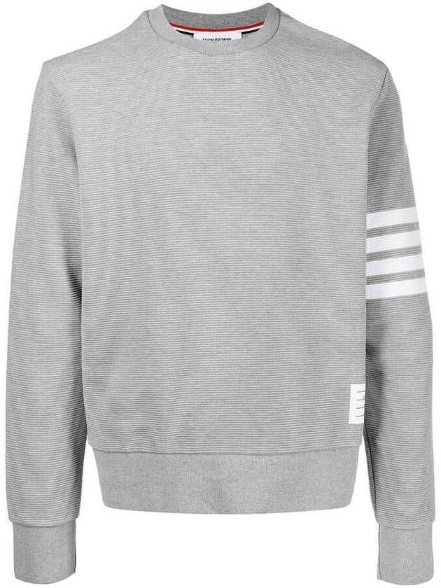 Thom Browne Men's Light Grey 4-Bar Stripe Sleeve Sweatshirt, Brand Size 2 (Medium) - THOM BROWNE - BALAAN 1