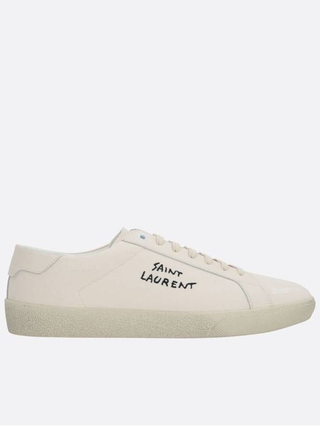 Court Classic SL/06 Embroidered Sneakers In Canvas And Leather Cream - SAINT LAURENT - BALAAN 2