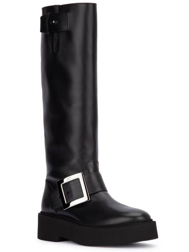 Viv Ranger Biker Leather Long Boots Black - ROGER VIVIER - BALAAN 3