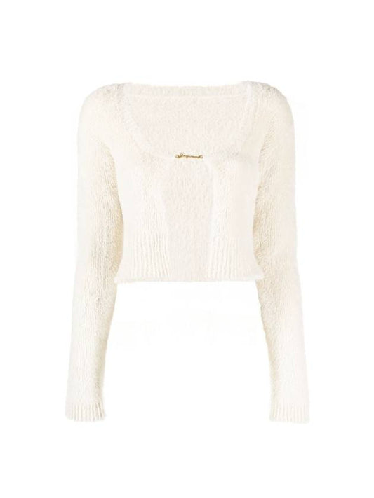 Women's La Maille Neve Fluffy Charm Cardigan Offwhite - JACQUEMUS - BALAAN.