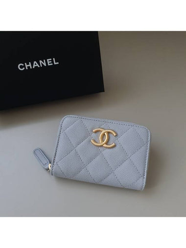 New season zipper card wallet gray gold plated - CHANEL - BALAAN 1