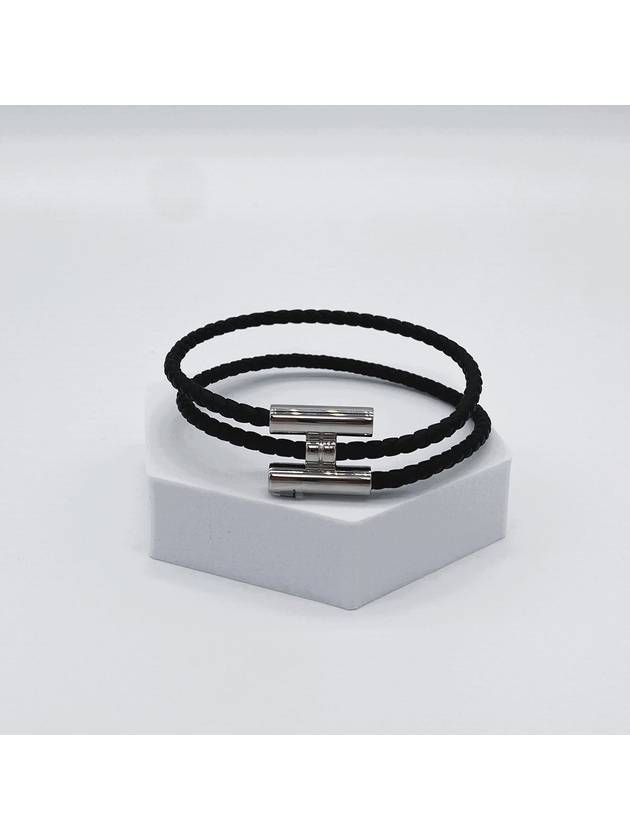 Tunis Tresse Palladium Bracelet Noir - HERMES - BALAAN 5