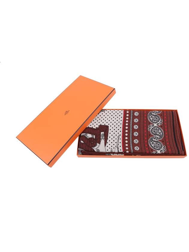 Zouaves Dragons 140 Bandana Scarf Marron Naturel Rouge - HERMES - BALAAN 3