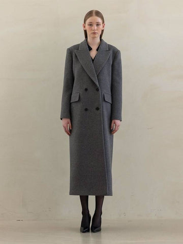 Cashmere Tailored Double Long Coat Grey - DEFEMME - BALAAN 1