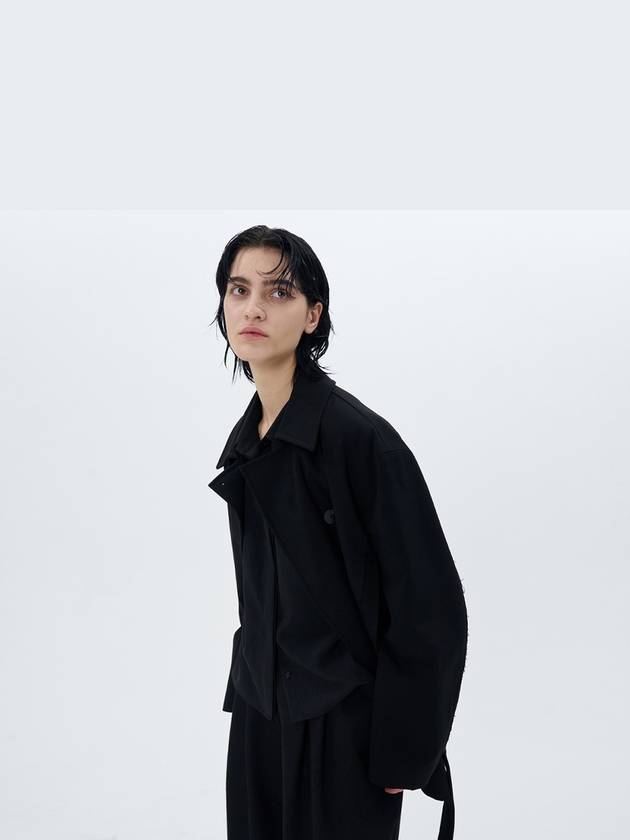 Hitch Belted Oversized Half Single Coat Black - ETCH - BALAAN 5