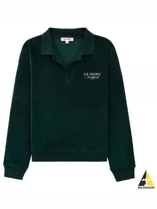 Sports Velor Polo Sweatshirt Green - SPORTY & RICH - BALAAN 2