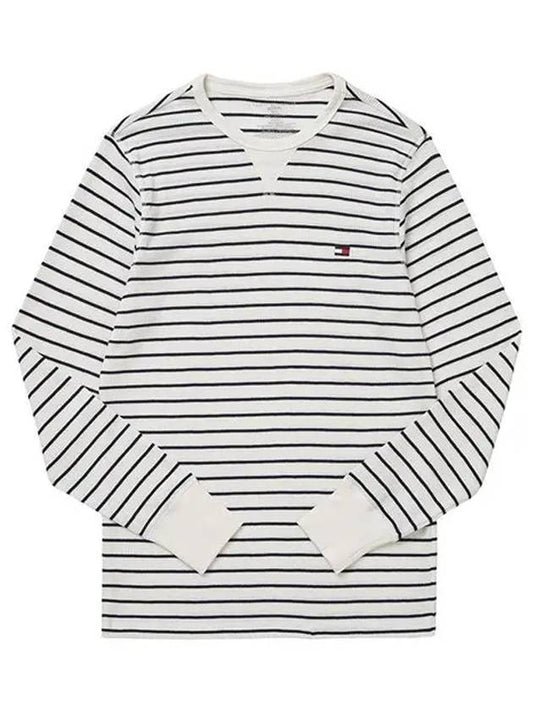 Men's Thermal Stripe Lounge Crew Neck Long Sleeve T-Shirt Ivory - TOMMY HILFIGER - BALAAN 1