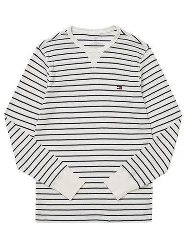 Men's Thermal Stripe Lounge Crew Neck Long Sleeve T-Shirt Ivory - TOMMY HILFIGER - BALAAN 1