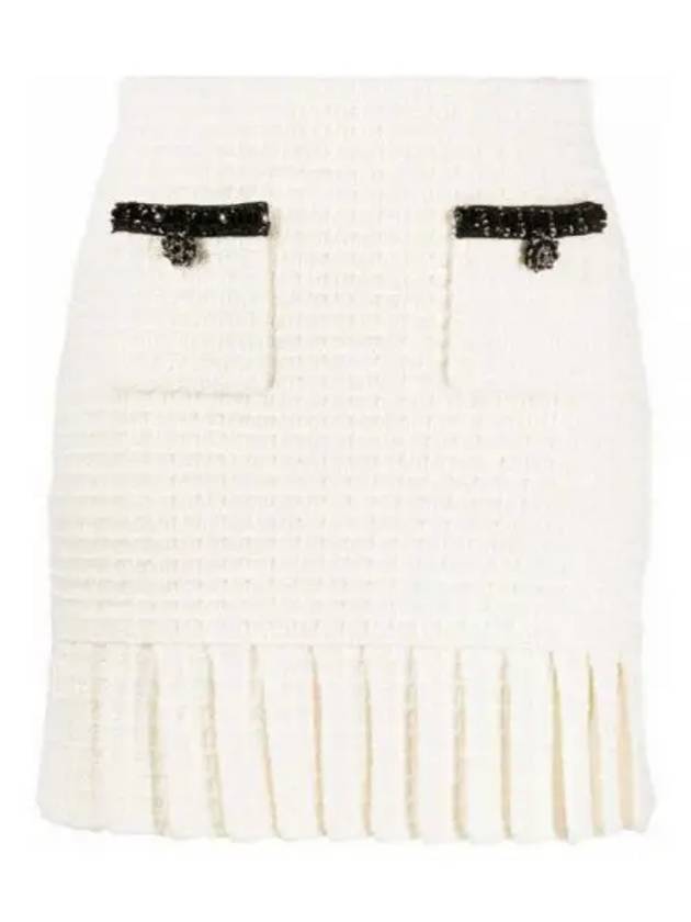 CREAM TEXTURED KNIT MINI SKIRT RS24150SKCCREAM Cream texture knit mini skirt - SELF PORTRAIT - BALAAN 1