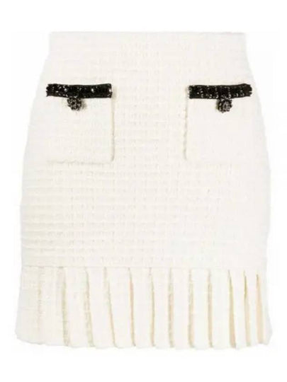 Women's Sequin Trimming Short A-Line Skirt Cream - SELF PORTRAIT - BALAAN 2