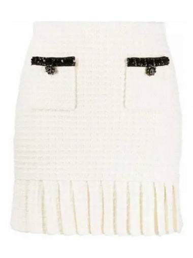 24 CREAM TEXTURED KNIT MINI SKIRT RS24150SKC texture - SELF PORTRAIT - BALAAN 1