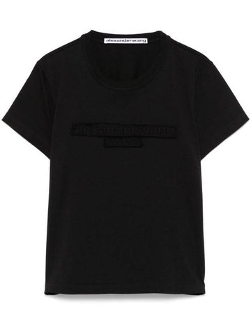 Alexander Wang Worn-Out Effect Logo Cotton Jersey T-Shirts Clothing - ALEXANDER WANG - BALAAN 1