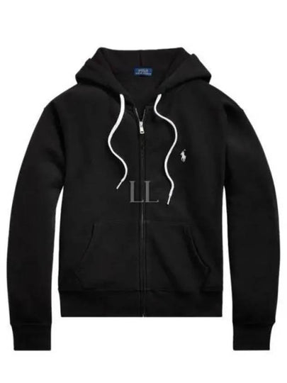 Embroidered Logo Zip Up Hoodie Black - POLO RALPH LAUREN - BALAAN 2