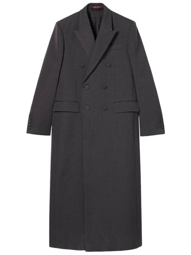 Ancora embroidered wool double coat dark gray - GUCCI - BALAAN 1