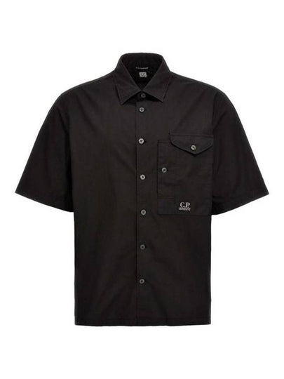 Cotton Popeline Short Sleeve Shirt Black - CP COMPANY - BALAAN 2