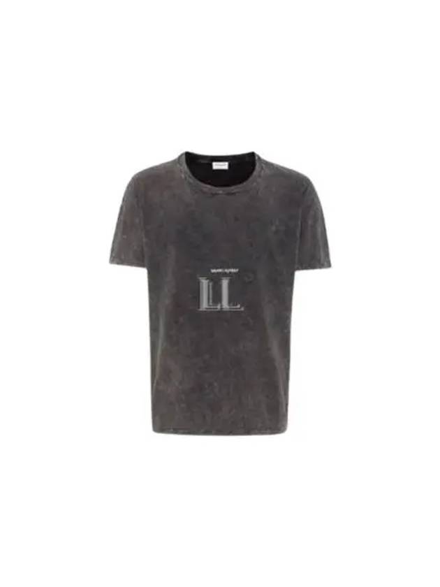 Destroyed Archive Logo Print Short Sleeve T-Shirt Black - SAINT LAURENT - BALAAN 2