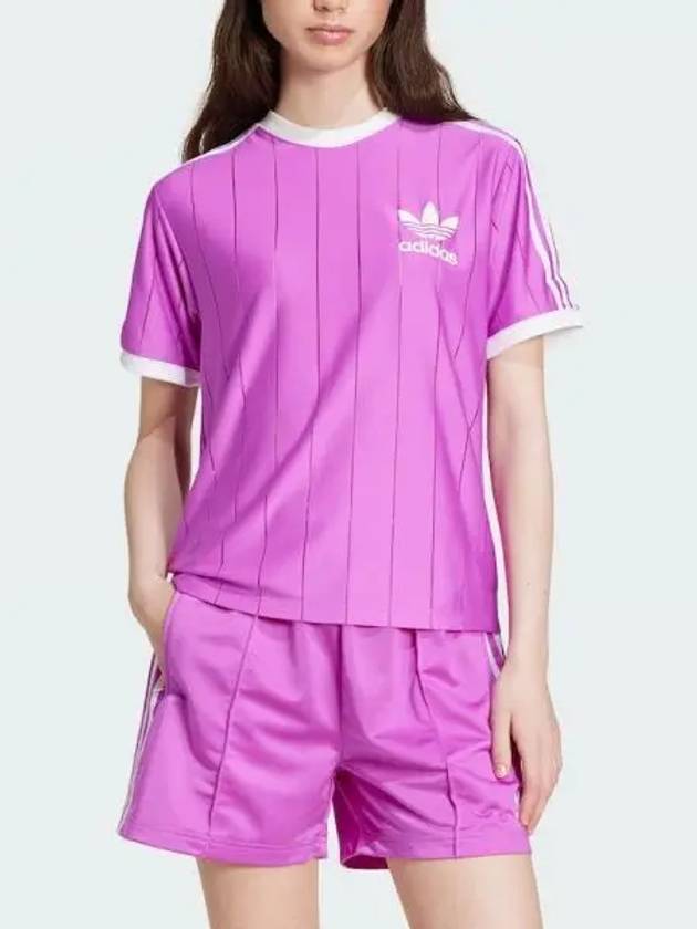 3 Pinstripe Loose Fit Short Sleeved T-Shirt Purple - ADIDAS - BALAAN 2