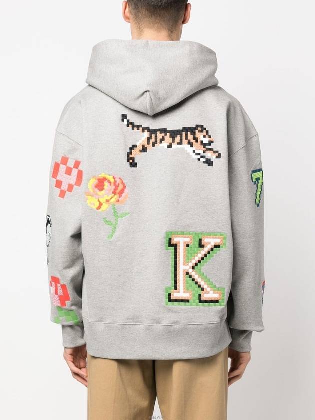 Pixel Oversized Hoodie Grey - KENZO - BALAAN 5