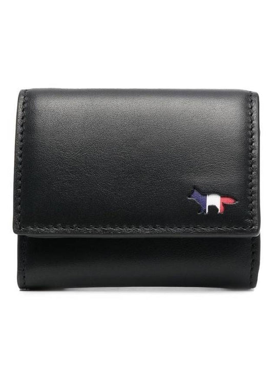 Tricolor Fox Ultra Compact Half Wallet Black - MAISON KITSUNE - BALAAN.