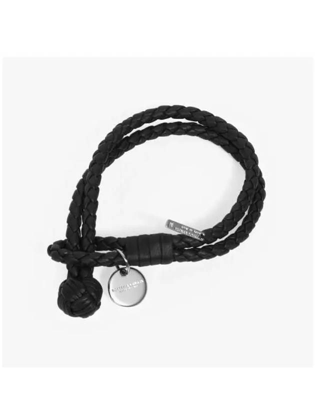 Intrecciato Double Leather Bracelet Black - BOTTEGA VENETA - BALAAN 3